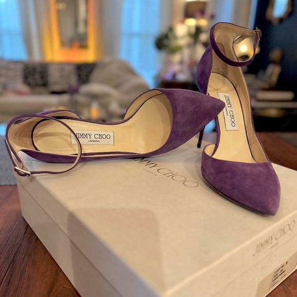 Jimmy Choo Lucy 100 / 38 Suede 153 BOHO Purple - Picture 1 of 9